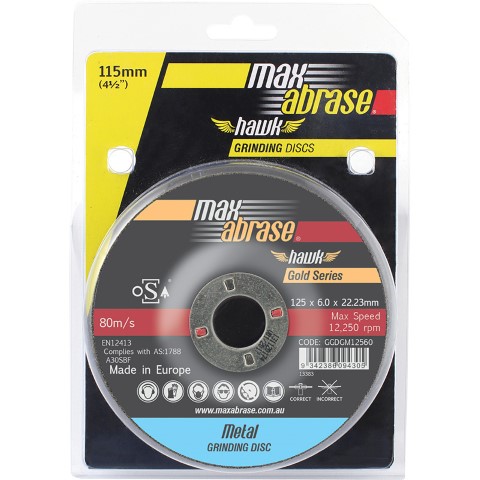 MAXABRASE CARDED (X2) 100 X 6.0 GRINDING DISC - METAL GOLD SERIES
